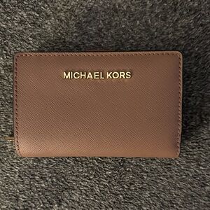 Michael Kors Chocolate Brown Saffiano Leather Zip Card Case